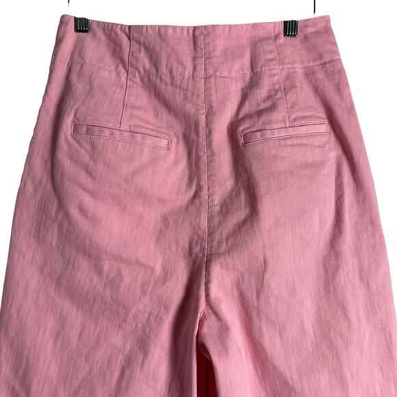 Tibi Pink Cotton Wide Leg High Waisted Cropped Denim Pants Size 8 - Picture 6 of 9